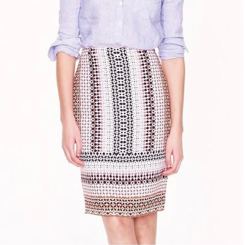 JCrew Size 4 Drapey Pencil Skirt Geometric Print
